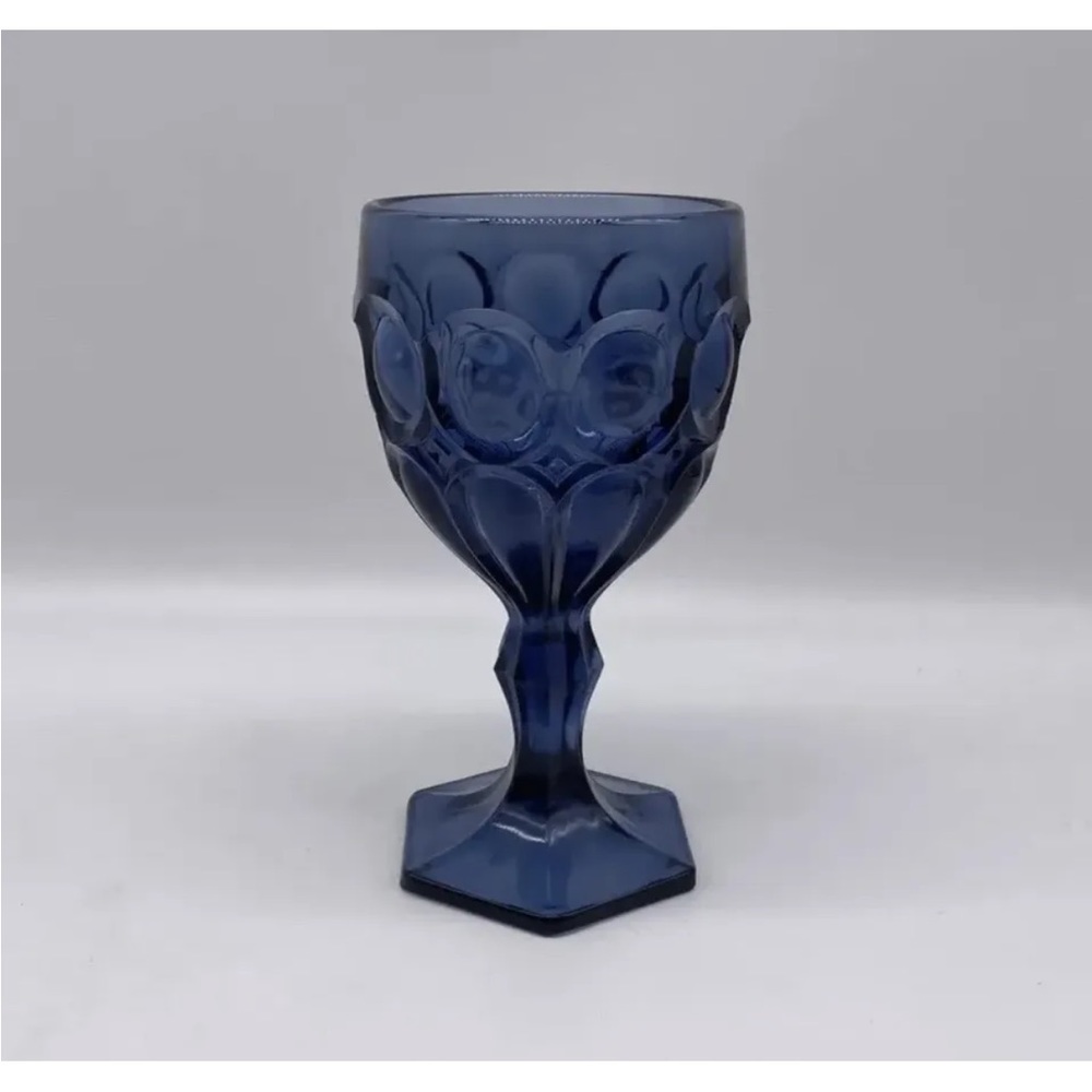 Vintage Fostoria Moonstone Dark Blue Goblet